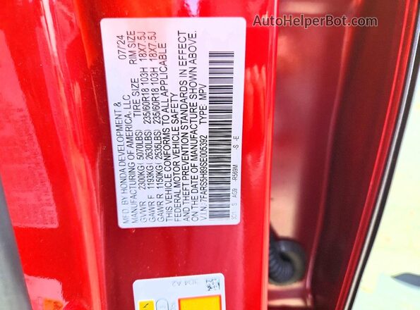 7FARS5H89SE005392 2025 HONDA CR-V Red Engine compartment view