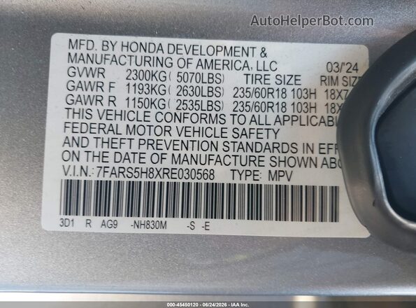 7FARS5H8XRE030568 2024 HONDA CR-V Silver ძრავის განყოფილების ხედი