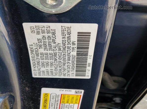7FARS6H50PE035027 2023 HONDA CR-V Blue Вид наклейки з VIN-кодом