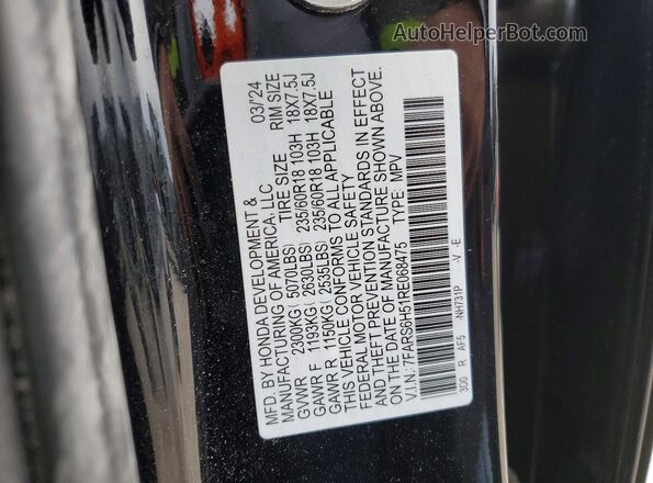 7FARS6H51RE068475 2024 HONDA CR-V Black Widok naklejki z numerem VIN