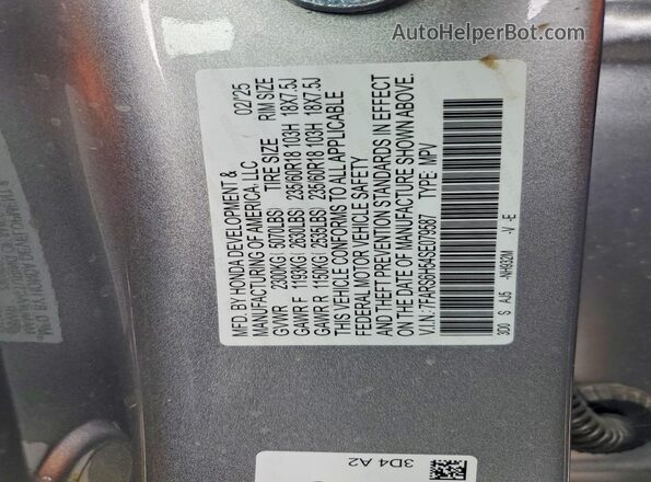 7FARS6H54SE079587 2025 HONDA CR-V Silver VIN sticker view
