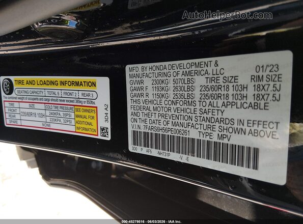 7FARS6H56PE006261 2023 HONDA CR-V Black ძრავის განყოფილების ხედი