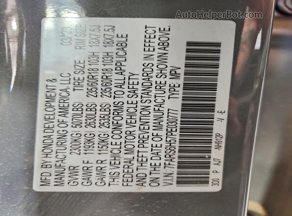 7FARS6H57PE030777 2023 HONDA CR-V Gray 