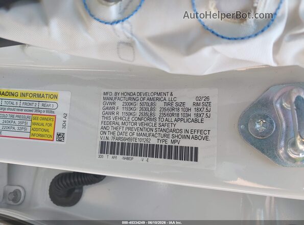 7FARS6H59TE101262 2026 HONDA CR-V White Engine compartment view