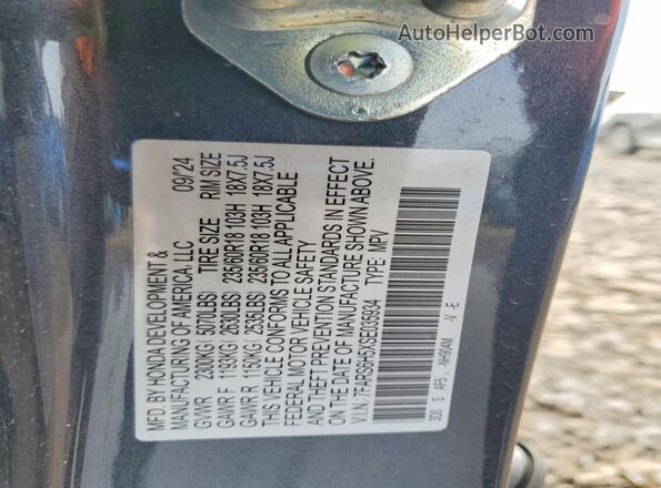 7FARS6H5XSE035934 2025 HONDA CR-V Charcoal Vista de la etiqueta del VIN