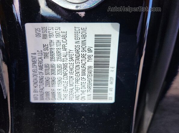 7FARS6H5XTE049799 2026 HONDA CR-V Black VIN sticker view