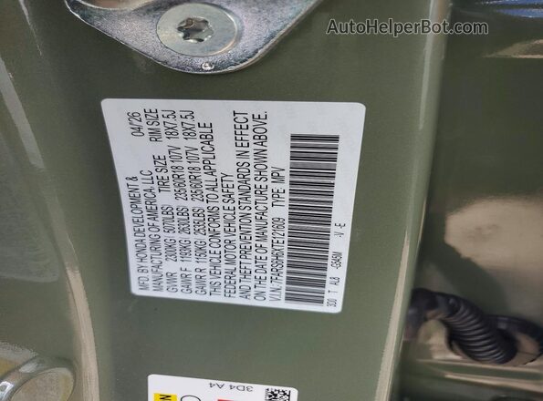 7FARS6H6XTE121609 2026 HONDA CR-V Green ძრავის განყოფილების ხედი