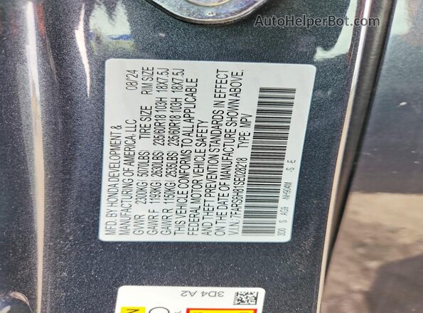 7FARS6H81SE028218 2025 HONDA CR-V Gray Widok wnętrza 360 stopni
