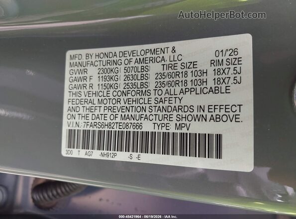 7FARS6H82TE087666 2026 HONDA CR-V Серый Вид подкапотного пространства