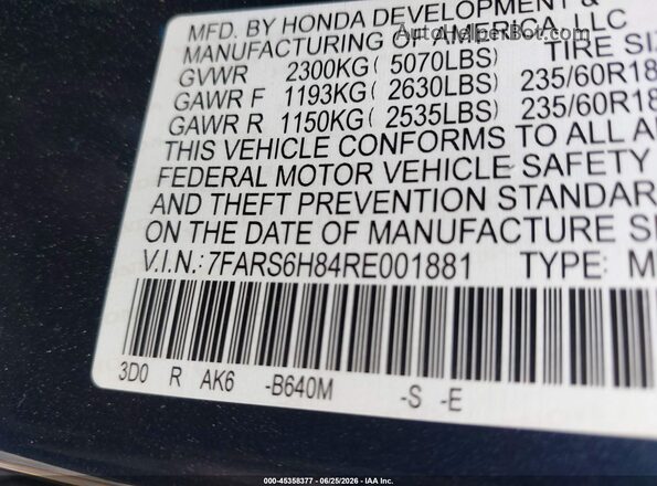 7FARS6H84RE001881 2024 HONDA CR-V HYBRID Blue Вид підкапотного простору