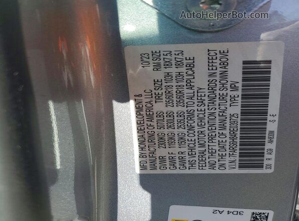 7FARS6H84RE039725 2024 HONDA CR-V Silver Vista de la etiqueta del VIN