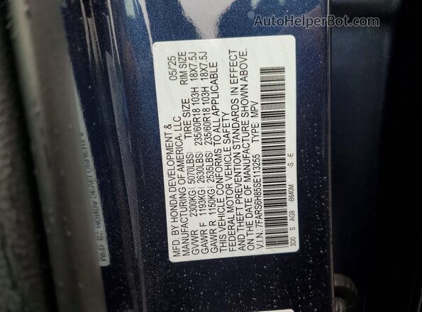 7FARS6H85SE113255 2025 HONDA CR-V Blue სალონის 360-გრადუსიანი ხედი