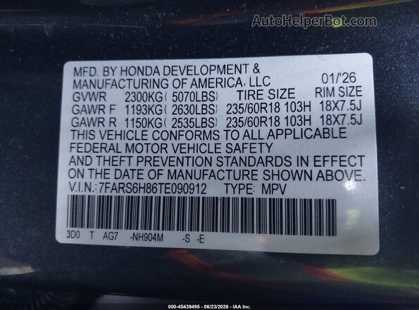 7FARS6H86TE090912 2026 HONDA CR-V Gray Engine compartment view