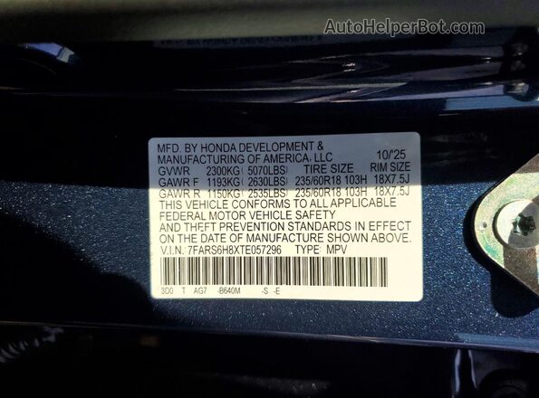 7FARS6H8XTE057296 2026 HONDA CR-V Blue 