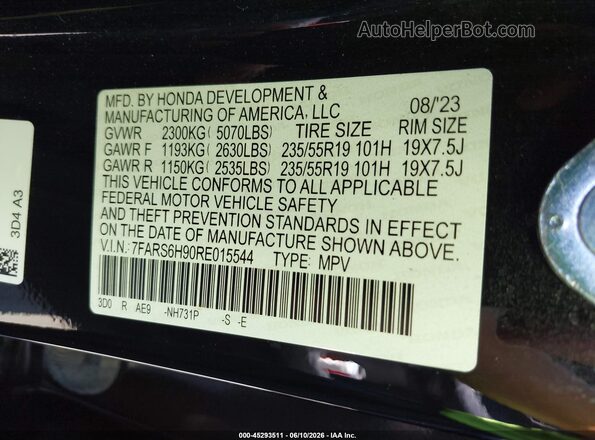 7FARS6H90RE015544 2024 HONDA CR-V Черный Вид подкапотного пространства