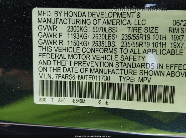 7FARS6H90TE011730 2026 HONDA CR-V Blue Widok komory silnika