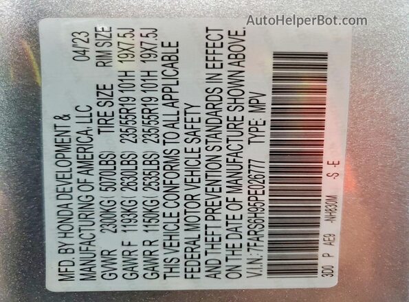 7FARS6H95PE026777 2023 HONDA CR-V Silver 