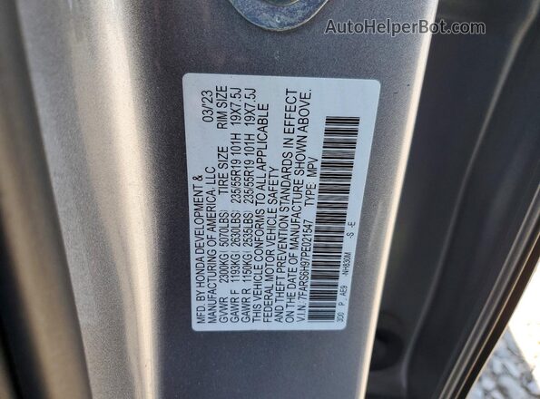 7FARS6H97PE021547 2023 HONDA CR-V Silver VIN sticker view