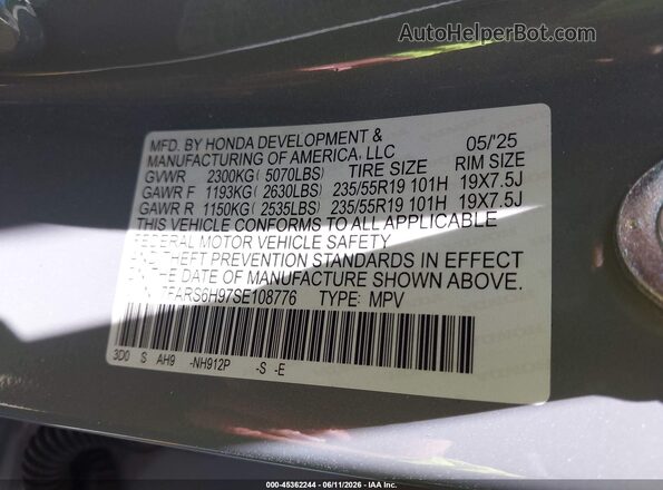 7FARS6H97SE108776 2025 HONDA CR-V Серый Вид подкапотного пространства