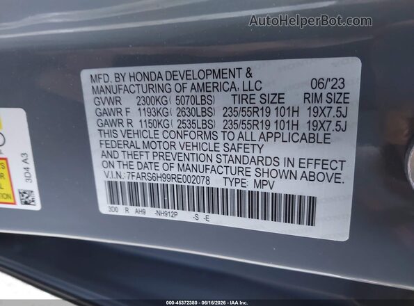 7FARS6H99RE002078 2024 HONDA CR-V Gray ძრავის განყოფილების ხედი