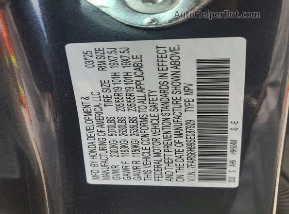 7FARS6H99SE087929 2025 HONDA CR-V Gray VIN sticker view