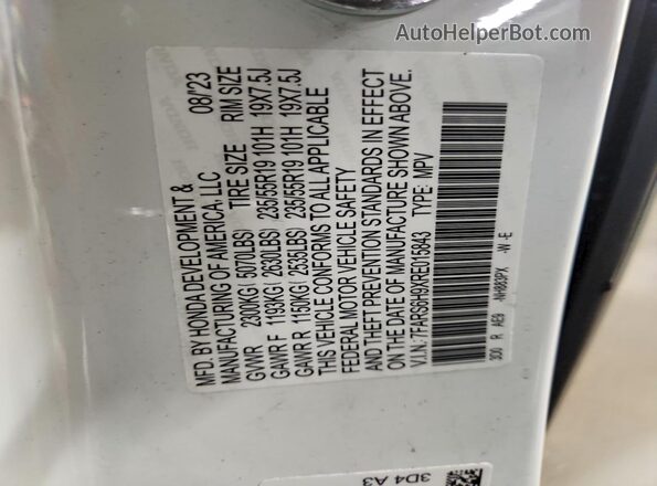 7FARS6H9XRE015843 2024 HONDA CR-V White Vista de la etiqueta del VIN