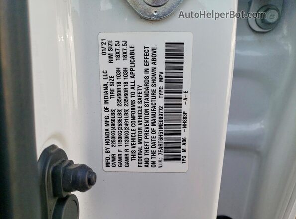 7FART6H51ME009772 2021 HONDA CR-V White 