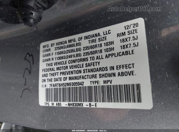 7FART6H52ME005942 2021 HONDA CR-V Silver Vista del compartimento del motor