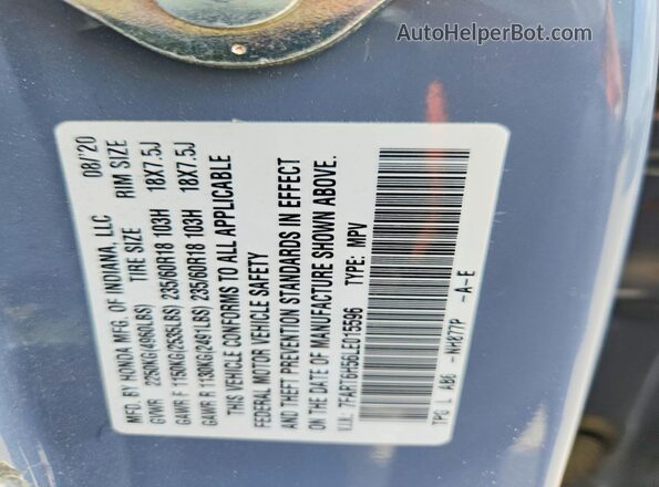 7FART6H56LE015596 2020 HONDA CR-V Blue ძრავის განყოფილების ხედი