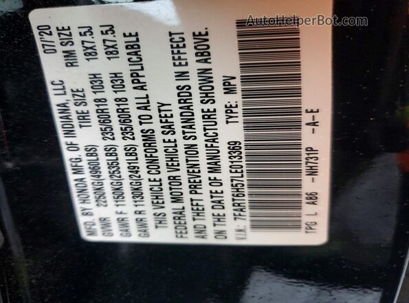 7FART6H57LE013369 2020 HONDA CR-V Black VIN sticker view