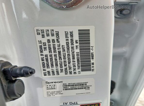 7FART6H58ME013513 2021 HONDA CR-V White Սալոնի 360 աստիճան տեսք