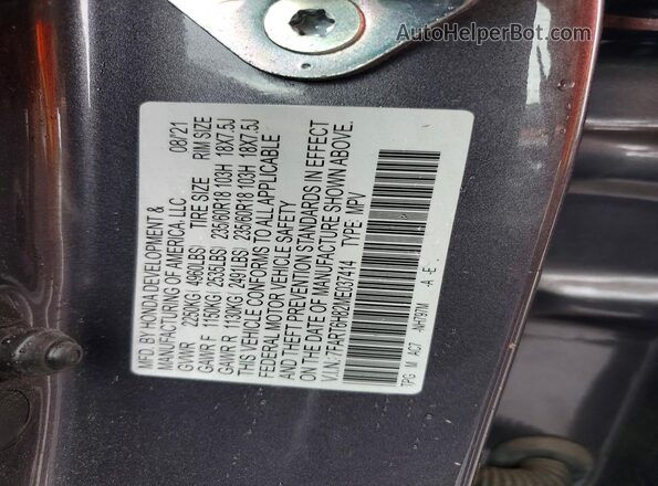 7FART6H82ME037414 2021 HONDA CR-V Gray Вид наклейки з VIN-кодом