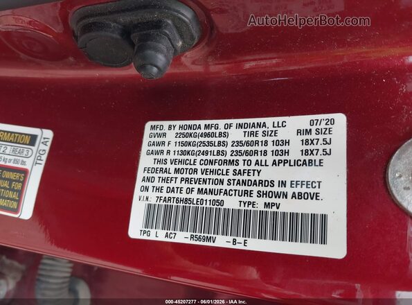 7FART6H85LE011050 2020 HONDA CR-V HYBRID Red 