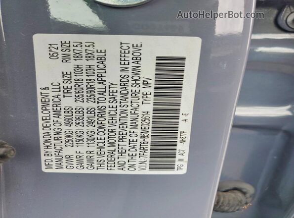 7FART6H85ME025614 2021 HONDA CR-V Gray 