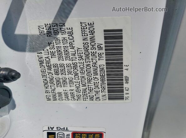 7FART6H86ME028473 2021 HONDA CR-V White Widok komory silnika