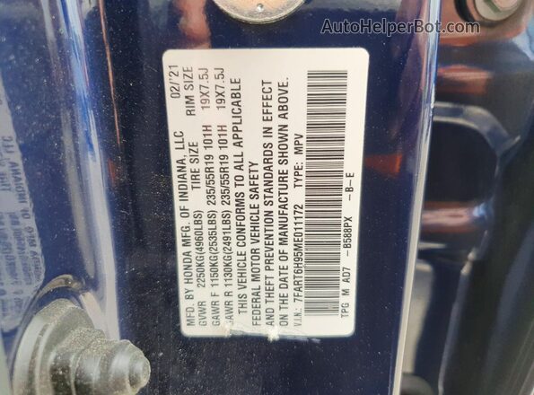 7FART6H95ME011172 2021 HONDA CR-V Синий 