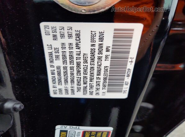 7FART6H96LE010479 2020 HONDA CR-V Black Вид наклейки з VIN-кодом
