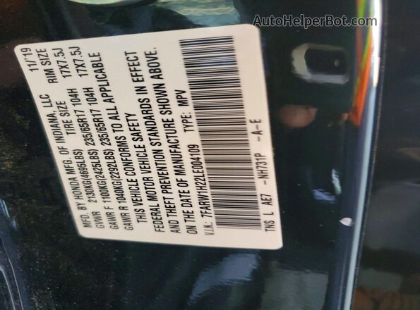 7FARW1H22LE004109 2020 HONDA CR-V Black Vista del compartimento del motor