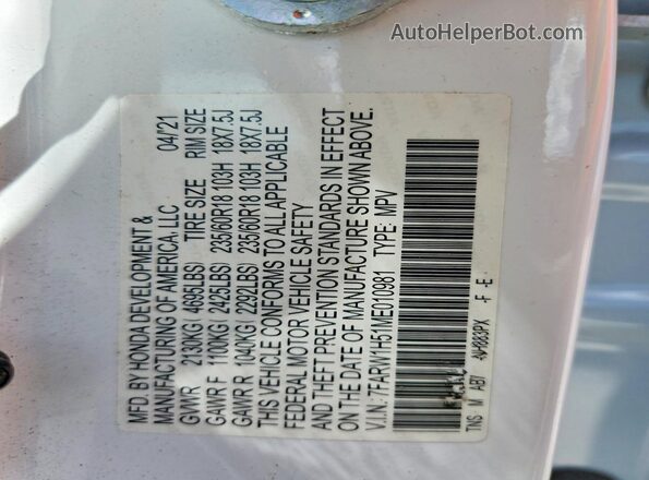 7FARW1H51ME010981 2021 HONDA CR-V White 