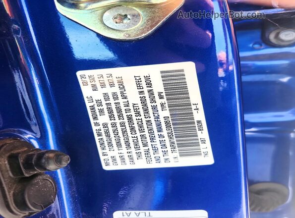 7FARW1H53LE009510 2020 HONDA CR-V Blue Շարժիչի բաժամունքի տեսք