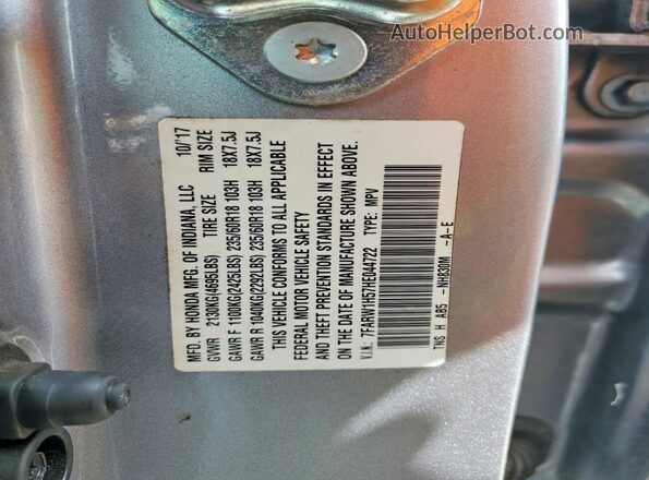 7FARW1H57HE044722 2017 HONDA CR-V Silver Widok wnętrza 360 stopni