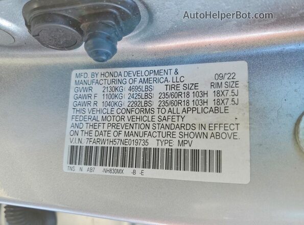 7FARW1H57NE019735 2022 HONDA CR-V Silver 
