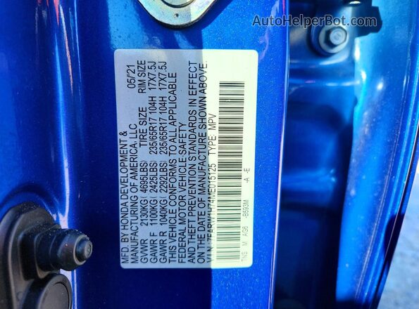 7FARW1H74ME015125 2021 HONDA CR-V Blue 