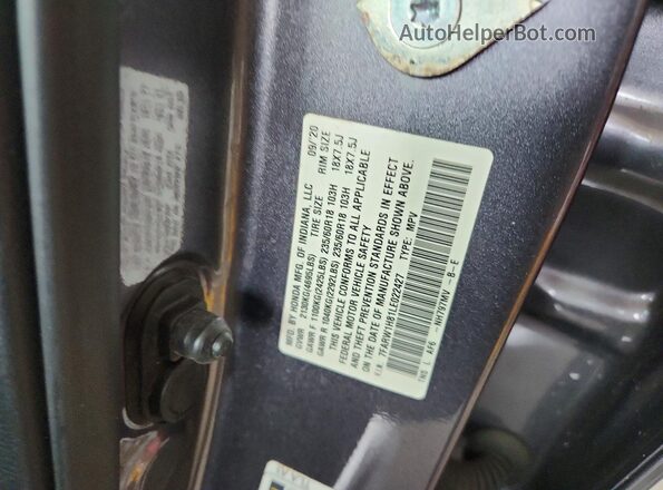 7FARW1H81LE022427 2020 HONDA CR-V Charcoal Вид наклейки з VIN-кодом