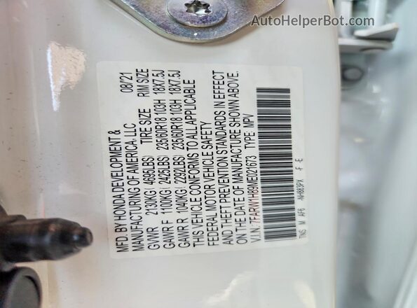 7FARW1H89ME021673 2021 HONDA CR-V White Панорамний вид салону 360°