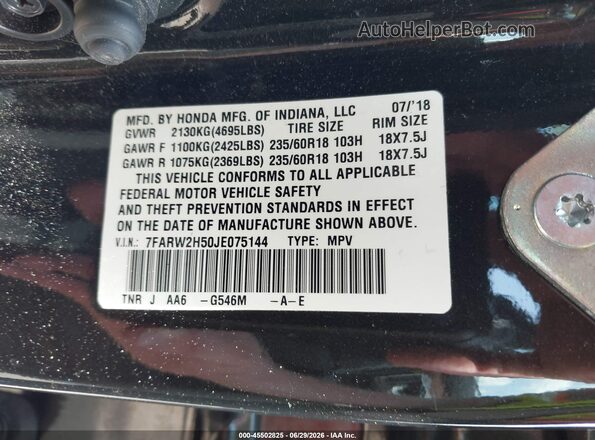 7FARW2H50JE075144 2018 HONDA CR-V Brown Vista del compartimento del motor