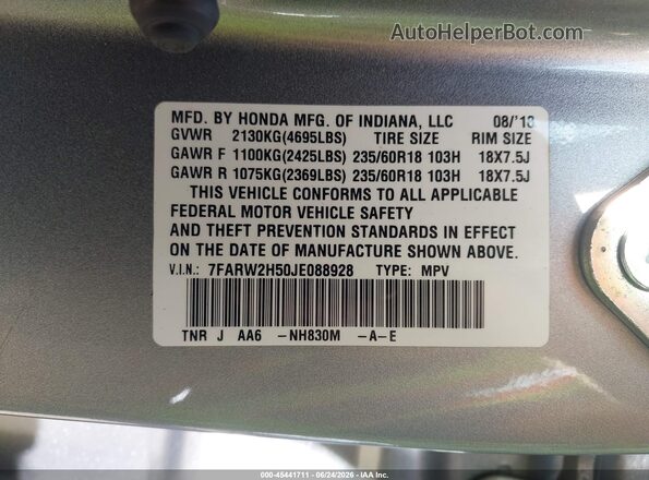 7FARW2H50JE088928 2018 HONDA CR-V Silver Widok komory silnika