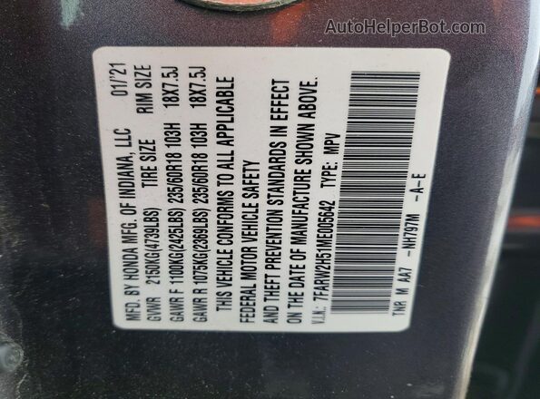 7FARW2H51ME005642 2021 HONDA CR-V Gray 