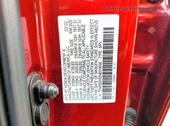 7FARW2H55NE019058 2022 HONDA CR-V Red სალონის 360-გრადუსიანი ხედი