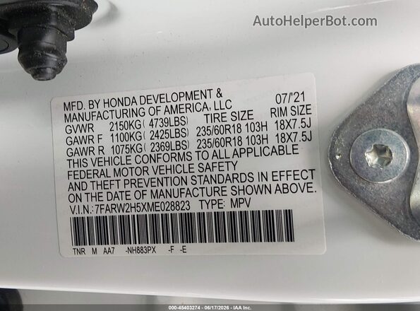 7FARW2H5XME028823 2021 HONDA CR-V White Вид підкапотного простору